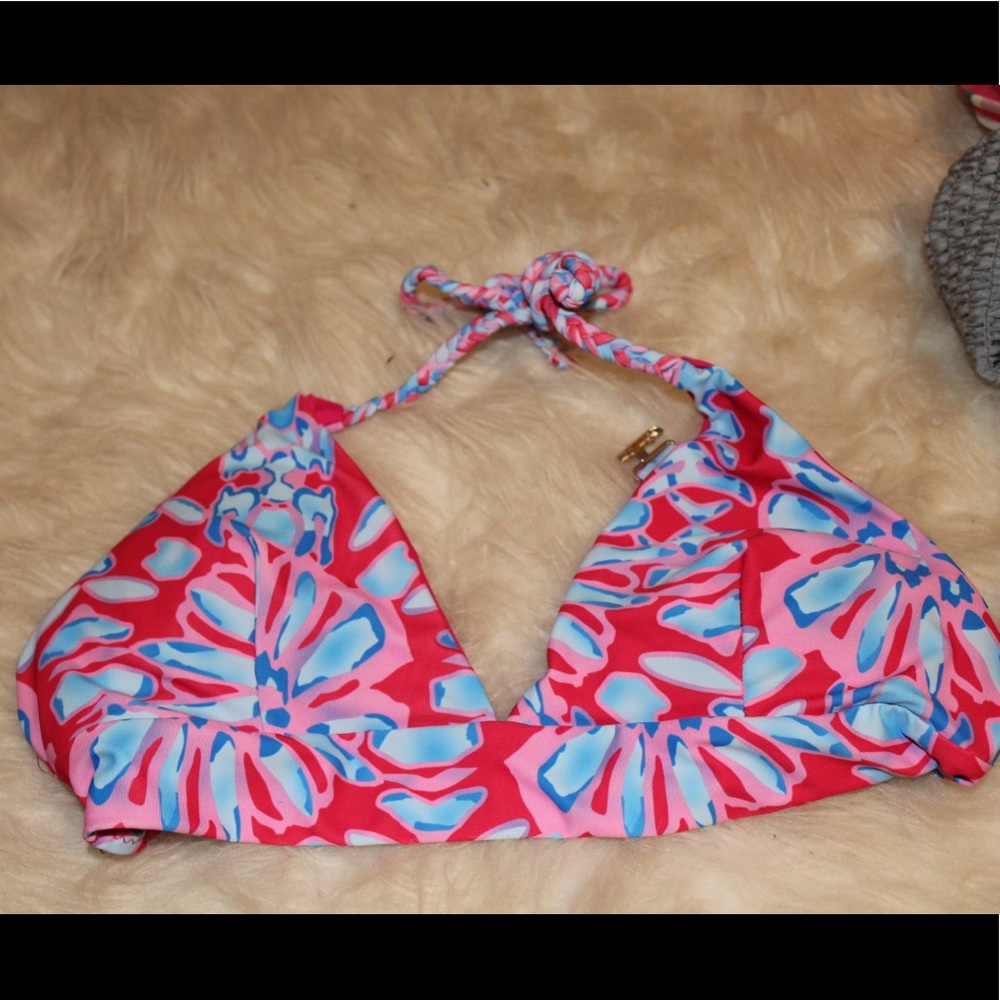 Blue and pink bikini top